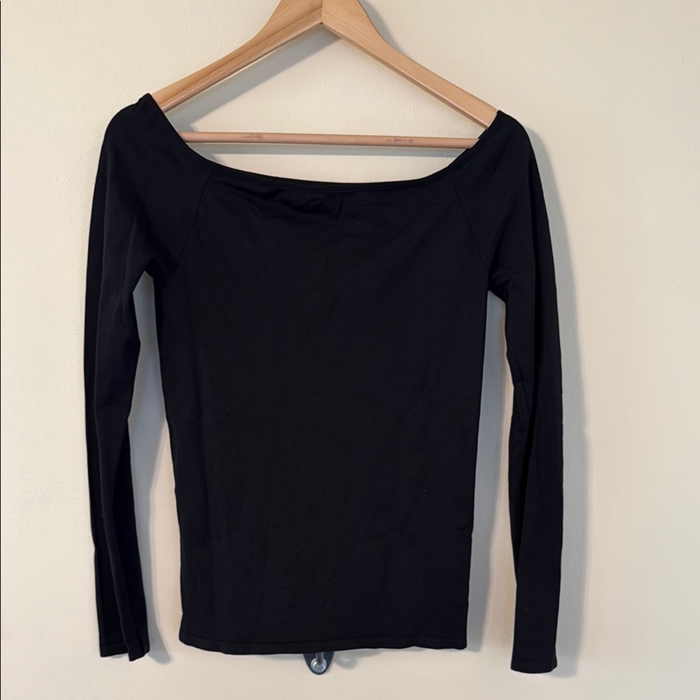 Free People Intimates Black Off-Shoulder Long Sleeve Top